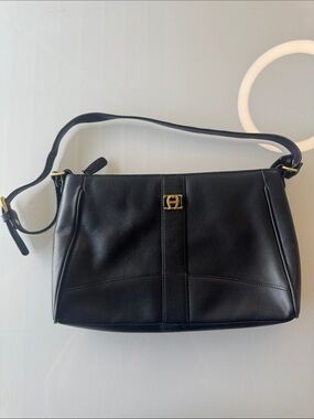 Etienne Aigner Black Shoulder Bag with Gold Accent